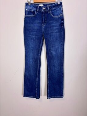 Pilcro High Rise Mini Bootcut Jeans in Deep Blue Wash 28